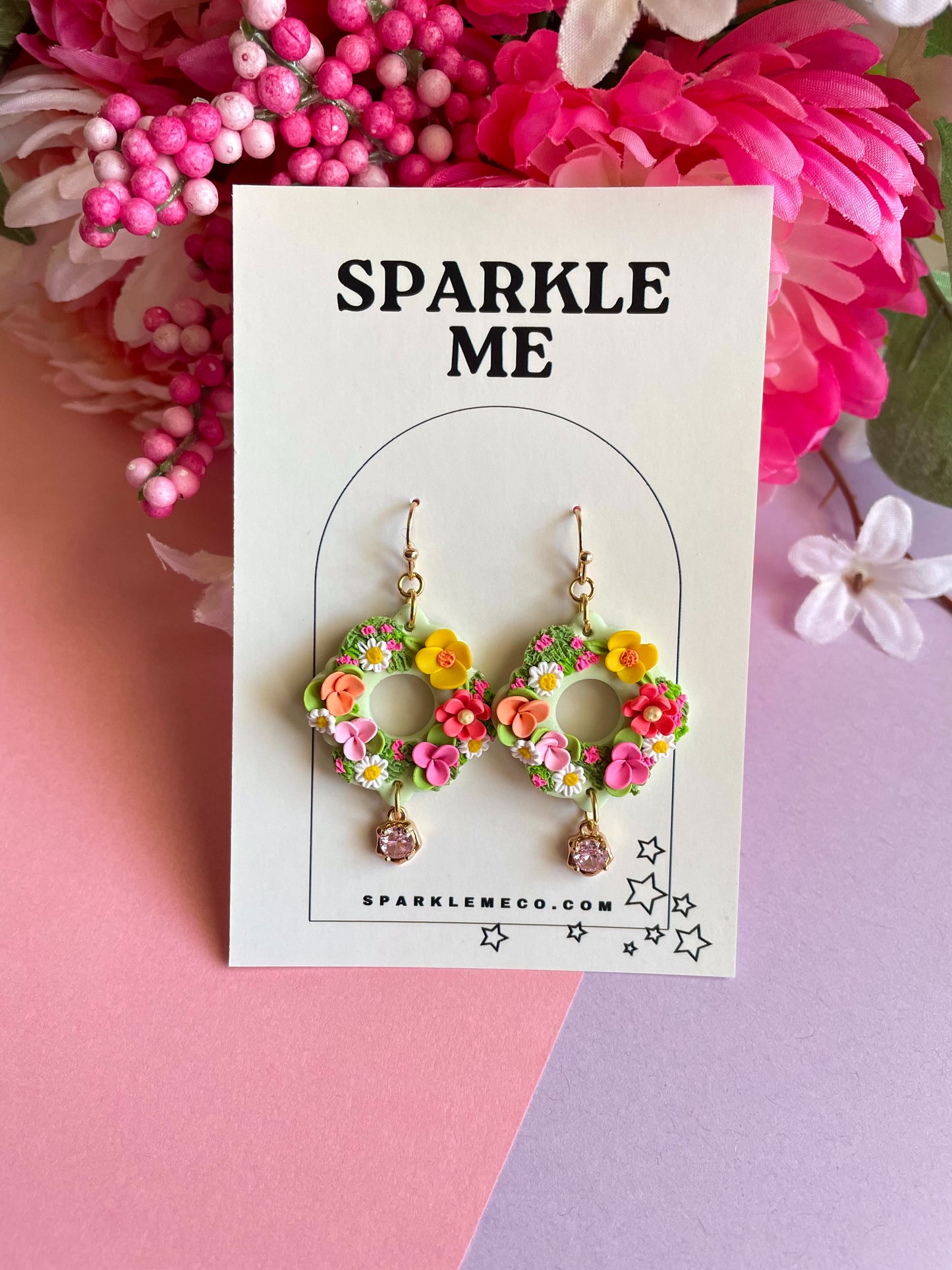 Green Floral Dangles