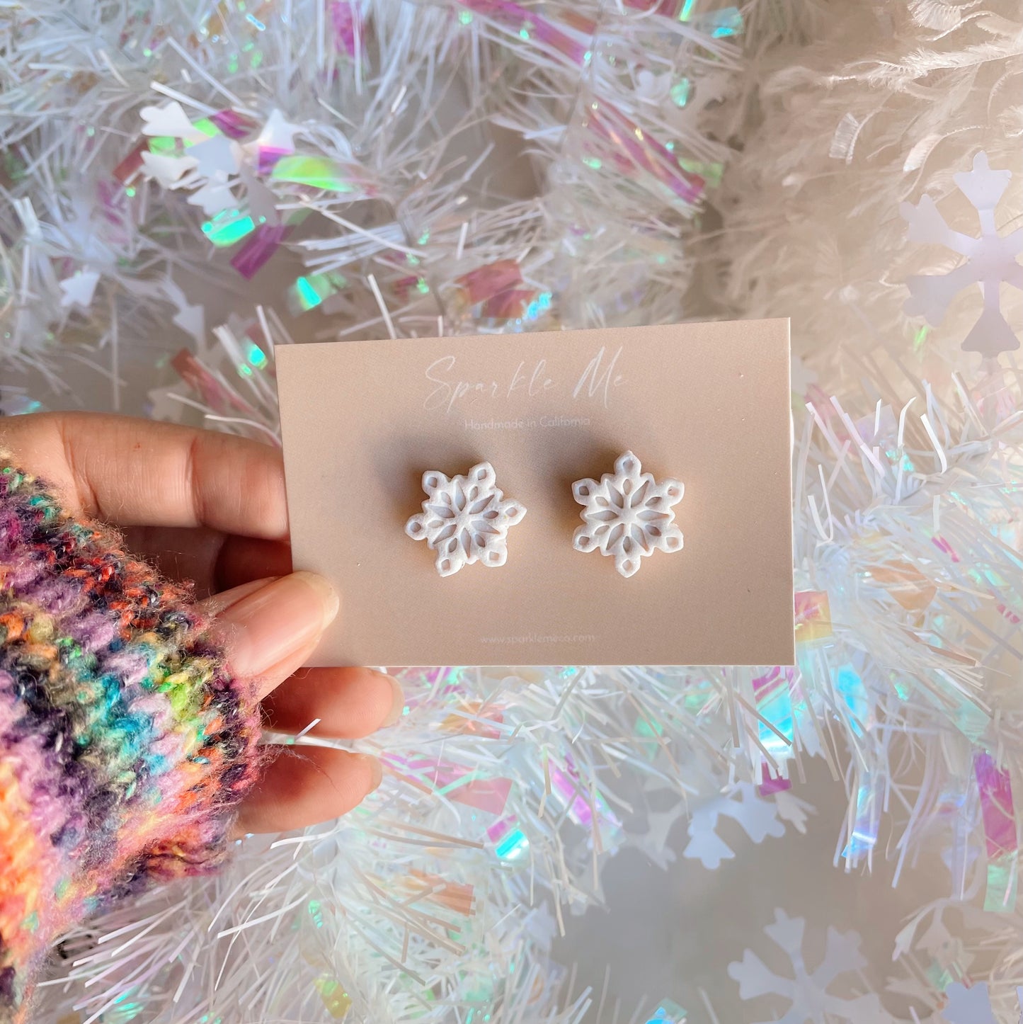 White Snowflake Studs