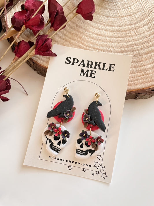 Skull Raven Dangles