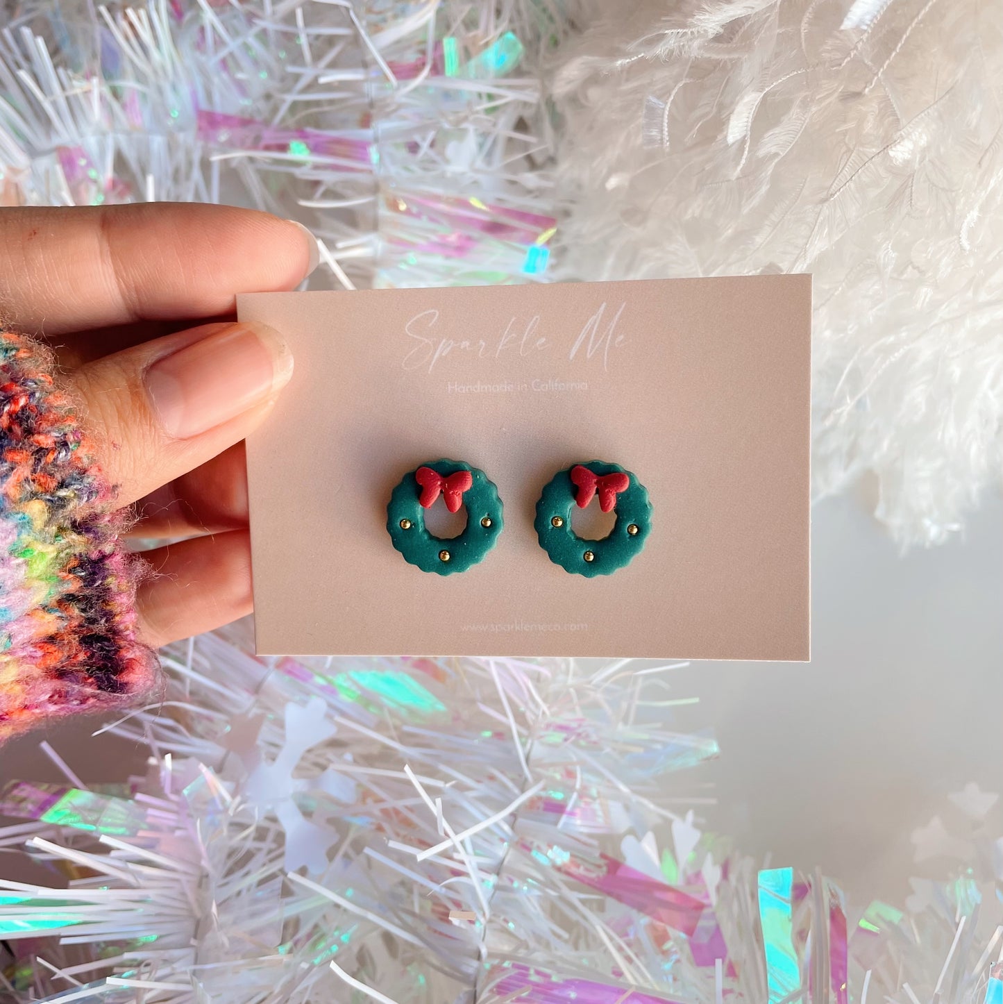 Green Wreath Studs