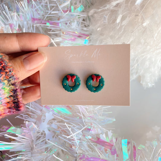 Green Wreath Studs