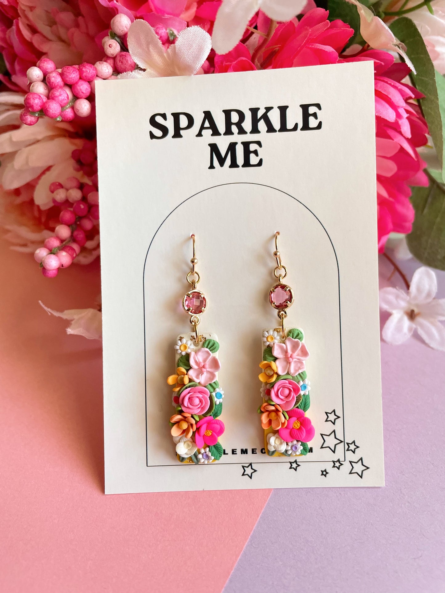 Pink Floral Dangles