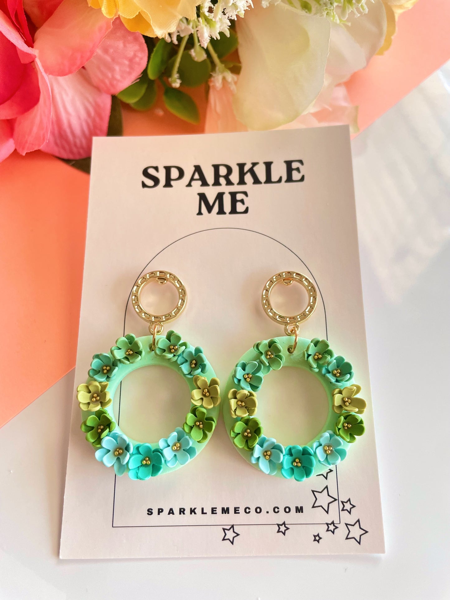 Green Floral Drops